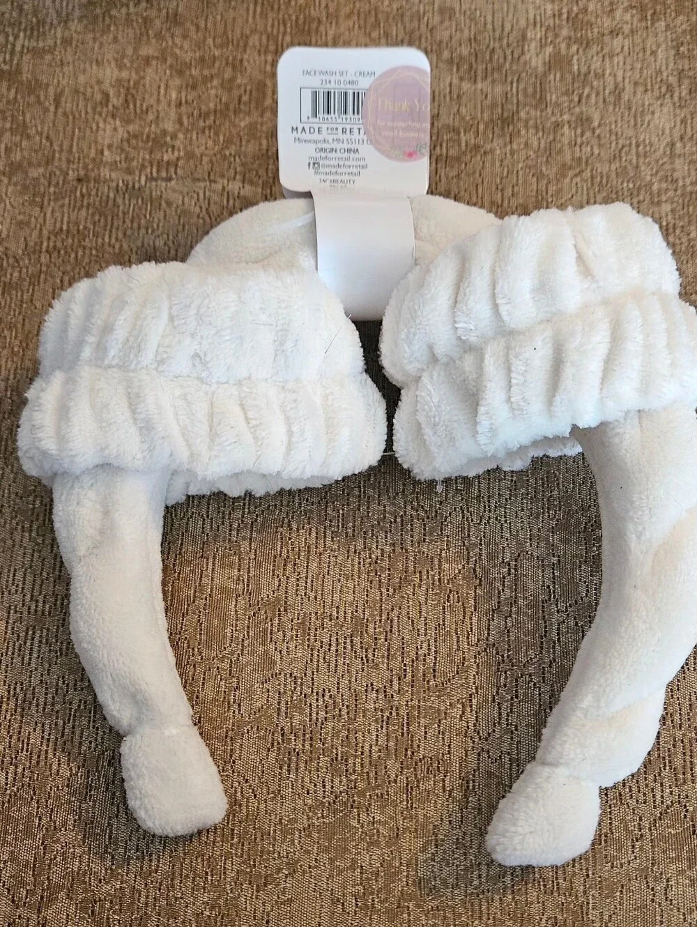 Plush White Headband Set - Soft Wash & Spa Accessories
